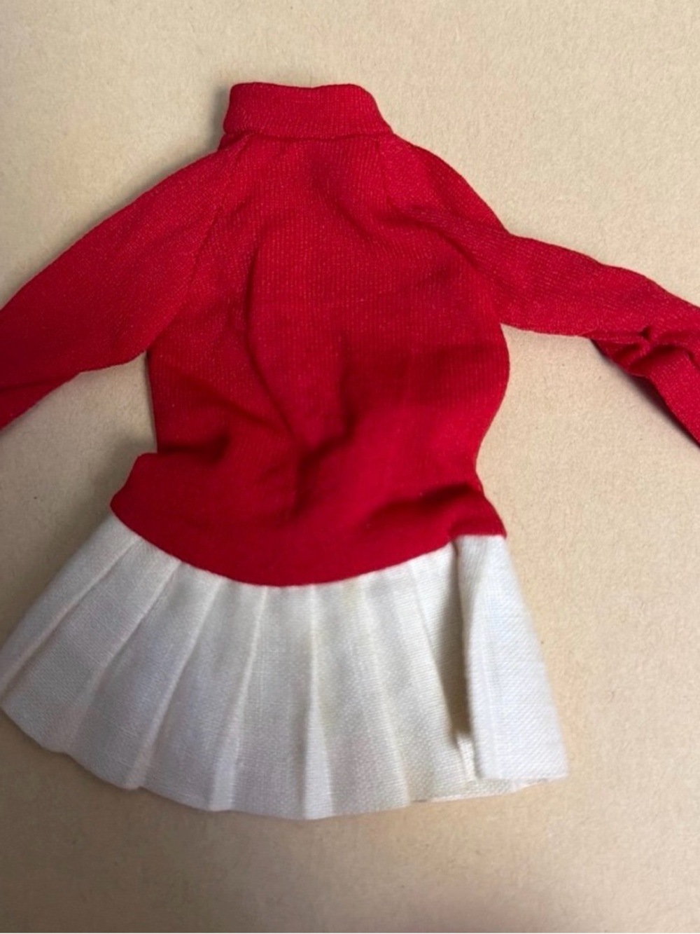 Vtg Clone Red Turtleneck Dress White Pleated Skirt - Light Play - Hong Kong